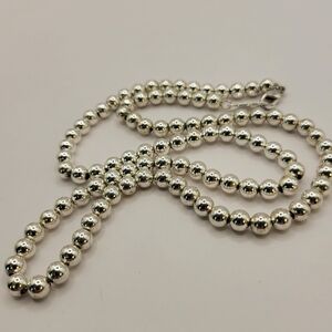 Vintage Napier Silver Bead Ball Necklace 24" Signed